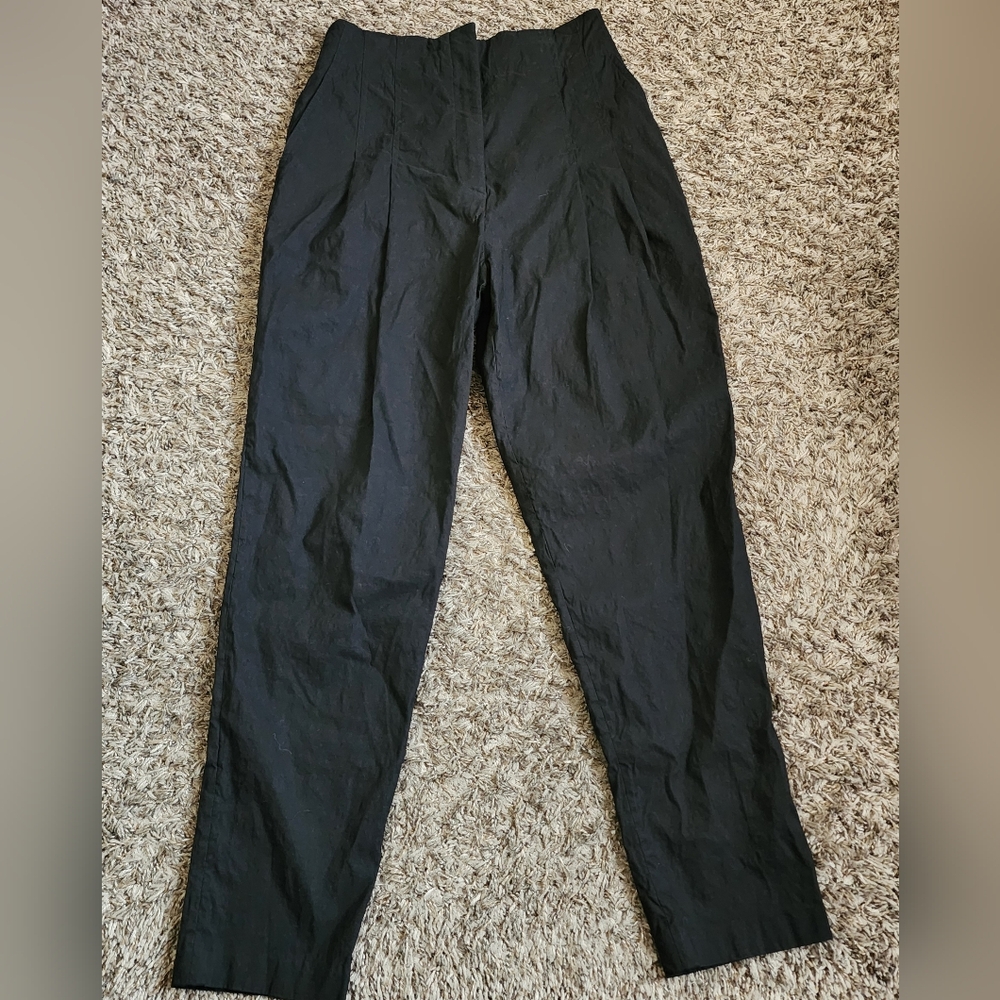 A.L.C. Black Linen Blend Pleated 27" Pants Women’s Size 6